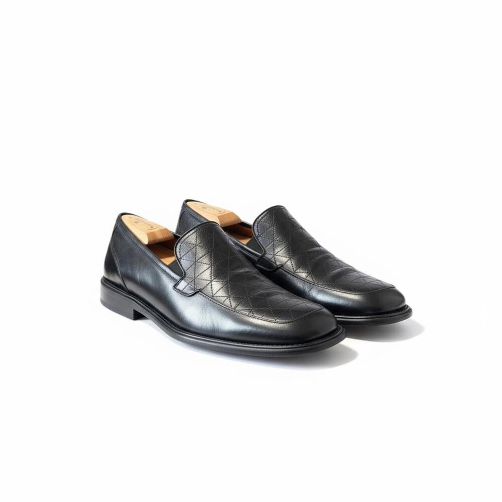 Avventura ᪣ Hand Crafted Quilted Detail Dress Shoe Loafers ᪣ Black Leather ᪣ 10M